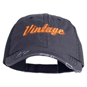 Vintage Wording Embroidered Low Profile Cotton Mesh Cap - Navy OSFM