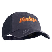 Vintage Wording Embroidered Low Profile Cotton Mesh Cap - Navy OSFM