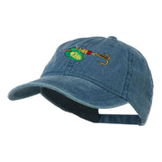 Fishing Green Spinner Embroidered Washed Cap