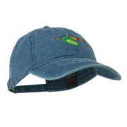 Fishing Green Spinner Embroidered Washed Cap