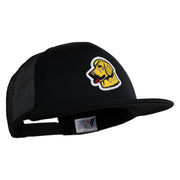 Golden Retriever Patched Flat Bill Trucker Snapback Cap - Black OSFM
