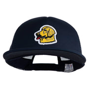 Golden Retriever Patched Flat Bill Trucker Snapback Cap - Navy OSFM