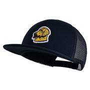 Golden Retriever Patched Flat Bill Trucker Snapback Cap - Navy OSFM