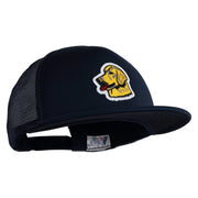 Golden Retriever Patched Flat Bill Trucker Snapback Cap - Navy OSFM
