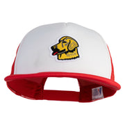 Golden Retriever Patched Flat Bill Trucker Snapback Cap - White-Red OSFM