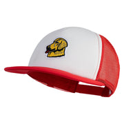 Golden Retriever Patched Flat Bill Trucker Snapback Cap - White-Red OSFM