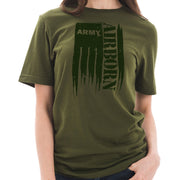 Army Grunge Flag Graphic Design Short Sleeve Cotton Jersey T-Shirt