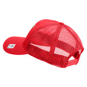 US Marines Retired Flag Design Embroidered 6 Panel Structured Cotton Twill Mesh Cap Made in USA - Red OSFM