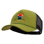 Wyoming YellowStone National Park Embroidered Summer Foam Mesh Trucker Cap - Cactus-Black OSFM