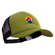 Wyoming YellowStone National Park Embroidered Summer Foam Mesh Trucker Cap - Cactus-Black OSFM