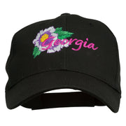 USA State Georgia Flower Embroidered Organic Cotton Cap