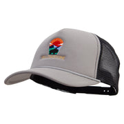 Wyoming YellowStone National Park Embroidered Summer Foam Mesh Trucker Cap - Grey-Black OSFM