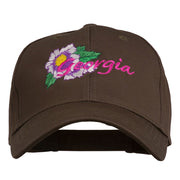 USA State Georgia Flower Embroidered Organic Cotton Cap