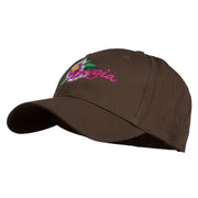 USA State Georgia Flower Embroidered Organic Cotton Cap