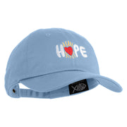 Hope Heart Embroidered Unstructured Cotton Twill Cap - Blue OSFM