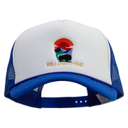 Wyoming YellowStone National Park Embroidered Summer Foam Mesh Trucker Cap - Royal OSFM