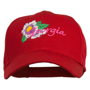 USA State Georgia Flower Embroidered Organic Cotton Cap