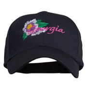 USA State Georgia Flower Embroidered Organic Cotton Cap