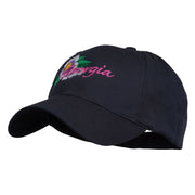 USA State Georgia Flower Embroidered Organic Cotton Cap