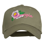 USA State Georgia Flower Embroidered Organic Cotton Cap