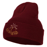 Glitter Christmas Bells Embroidered Long Knitted Beanie