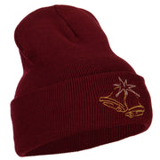 Glitter Christmas Bells Embroidered Long Knitted Beanie