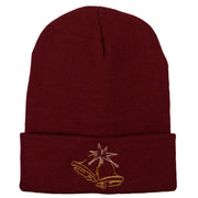 Glitter Christmas Bells Embroidered Long Knitted Beanie