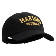 Marines Veteran Embroidered 6 Panel Unstructured Cotton Twill Cap Made in USA - Black OSFM