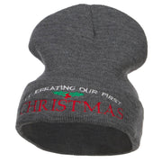 Celebrating First Christmas Embroidered Long Beanie