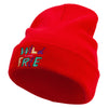 Wild and Free Embroidered 12 Inch Long Knitted Beanie - Red OSFM