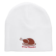 Give Thanks Embroidered Knitted Long Beanie