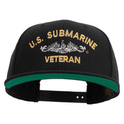 Licensed US Submarine Veteran Embroidered Wool Blend Prostyle Snapback Cap - Black OSFM