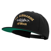Licensed US Submarine Veteran Embroidered Wool Blend Prostyle Snapback Cap - Black OSFM