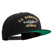 Licensed US Submarine Veteran Embroidered Wool Blend Prostyle Snapback Cap - Black OSFM