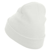 Wild and Free Embroidered 12 Inch Long Knitted Beanie - White OSFM