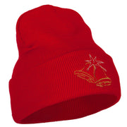 Glitter Christmas Bells Embroidered Long Knitted Beanie