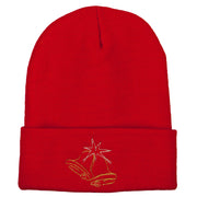 Glitter Christmas Bells Embroidered Long Knitted Beanie