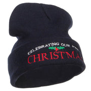 Celebrating First Christmas Embroidered Long Beanie