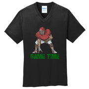 Game Time Lineman Graphic Design Men's Big Size Port & Company Core Cotton V-Neck T-Shirt