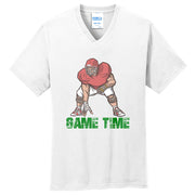 Game Time Lineman Graphic Design Men's Big Size Port & Company Core Cotton V-Neck T-Shirt