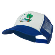 Fishing Beach Seagulls Embroidered Foam Mesh Back Cap