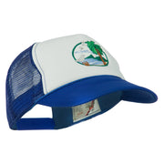 Fishing Beach Seagulls Embroidered Foam Mesh Back Cap