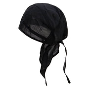 Autumn Trees Embroidered Cotton Poplin Biker Style Head Wrap - Black OSFM