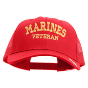 Marines Veteran Embroidered 6 Panel Structured Cotton Twill Mesh Cap Made in USA - Red OSFM