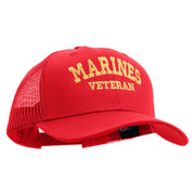 Marines Veteran Embroidered 6 Panel Structured Cotton Twill Mesh Cap Made in USA - Red OSFM