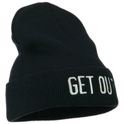 Get Out Embroidered Long Knit Beanie