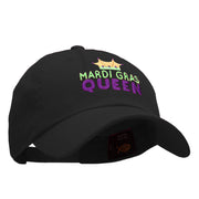 Mardi Gras Queen Embroidered Unstructured Cotton Twill Washed Cap