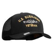 Licensed US Submarine Veteran Embroidered Retro Trucker Cap - Black OSFM