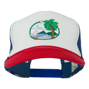 Fishing Beach Seagulls Embroidered Foam Mesh Back Cap