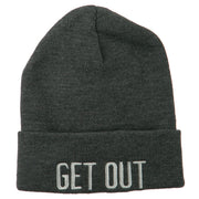 Get Out Embroidered Long Knit Beanie